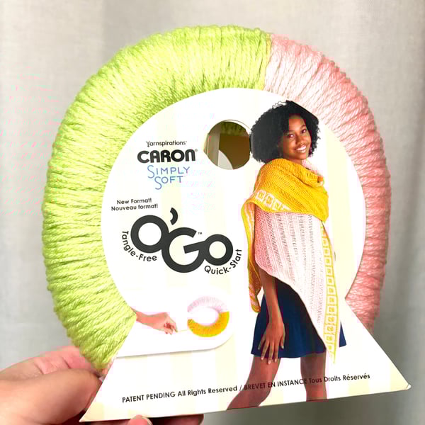 1 Pack x 141g CARON Simply Soft O'GO : Lime Frost -  Soft Pink 100% Acrylic