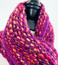 Handmade Silk and Merino Wool Scarf in Vibrant Purple, Pinks and Reds - Image 2