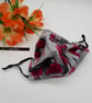 Face mask, small, 3 layer,  adjustable, washable in pink and grey  - Image 4