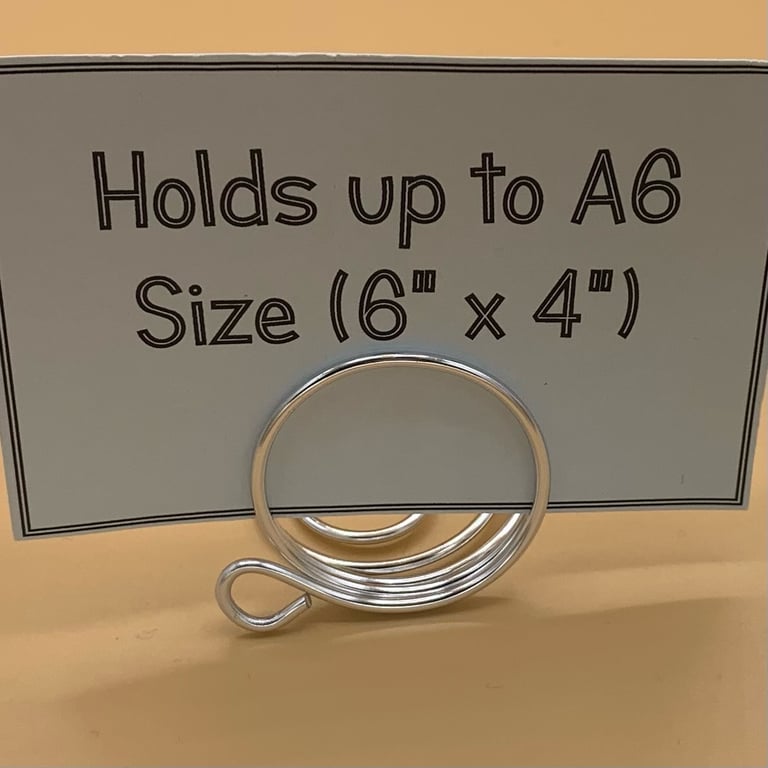 Ornamental wire ring card holders for place cards, photos or table numbers  