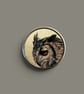 Miniature Owl Pin Badge - 1" Silver Metal Brooch - Justine Williams Art