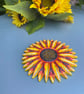 Handmade Sunflower clay coaster, colourful floral home decor