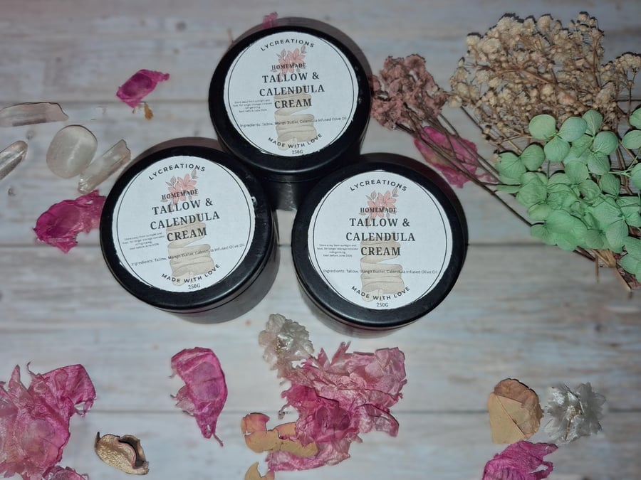 100% Organic Grass-Fed Beef Tallow Cream and Calendula