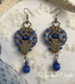 Pretty Dangle Blue beaded earrings, birthday gift for her, blue and copper  - Image 4