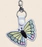 Stained Glass Butterfly Keyring - Embroidered Faux Leather Bag Charm - Image 5
