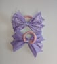 Set of 2 Purple Ribbon Bows on Hair Elastic – Layered Polka Dot Hair band - Image 10