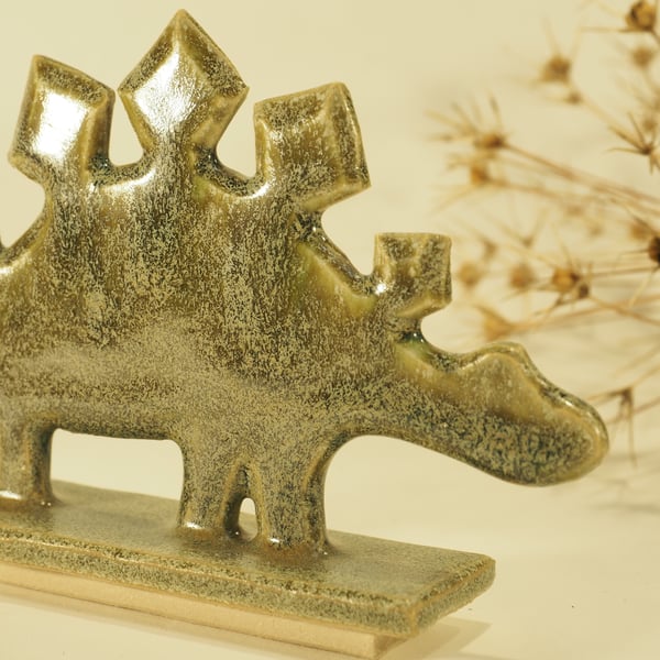 Ceramic Dinosaur: Stegosaurus, Meadow Green