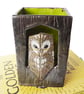 Tawny Owl in Tree Ceramic Pot - Hand Built - Image 2