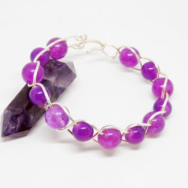 Celtic Braid Candy Jade Beaded Bracelet