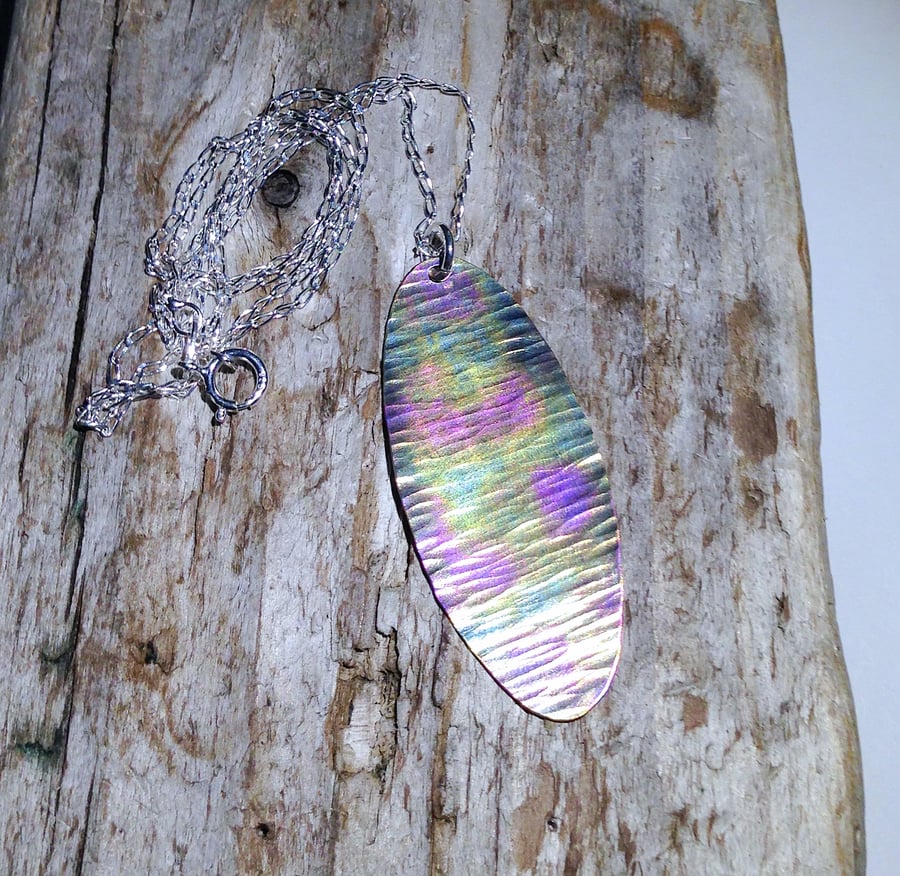  Handmade Coloured Titanium Pendant Necklace - UK Free Post