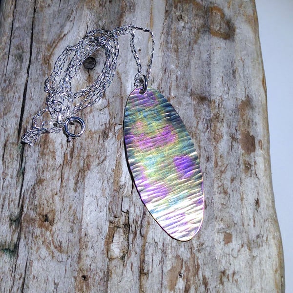  Handmade Coloured Titanium Pendant Necklace - UK Free Post