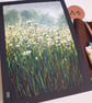 A Patch of Oxeye Daisies original oil pastel painting, floral landscape wall art - Image 8