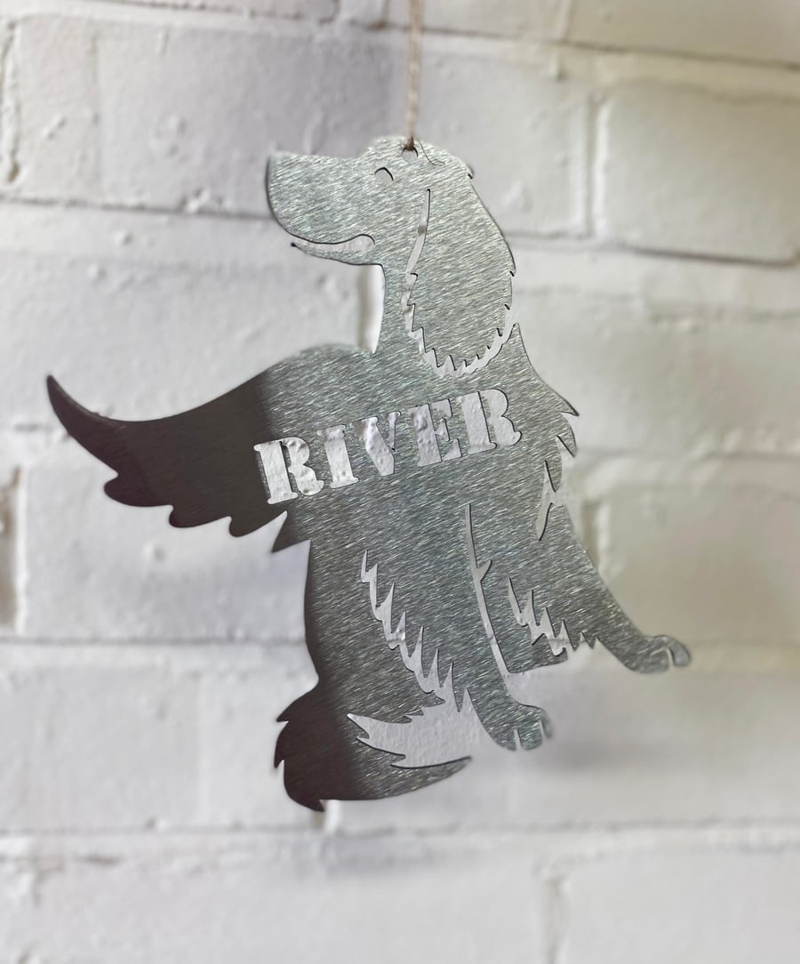Irish Setter With Wings - Steel Sculpture