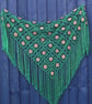 Crochet triangular shawl in sparkly gold, dark green and emerald - design LF433 - Image 8