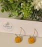 Yellow Enamel Cat Hoop Earrings, Charm Earrings, Handmade Jewellery 