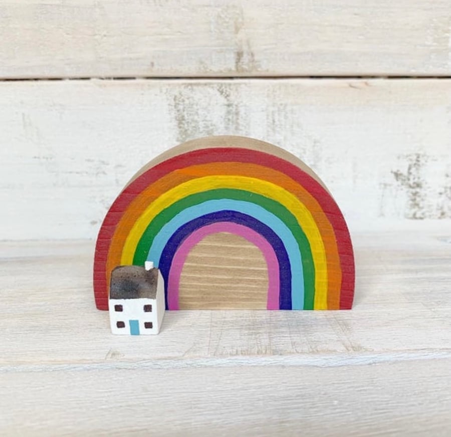 Miniature Wooden Rainbow House Gift