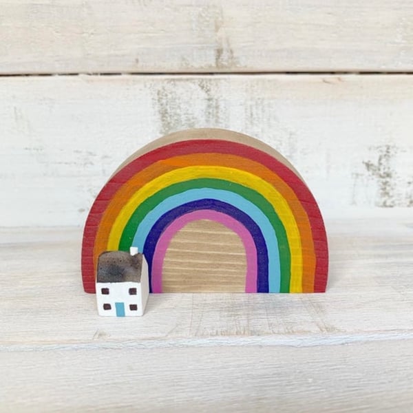 Miniature Wooden Rainbow House Gift