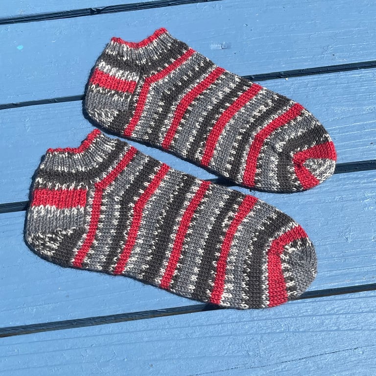 Hand Knitted Stripy Shortie Socks