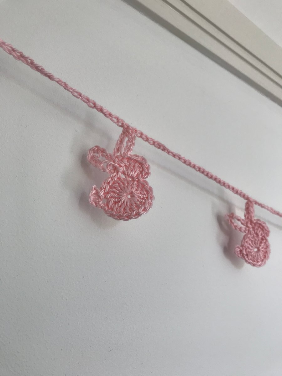 Pink bunny crocheted bunting