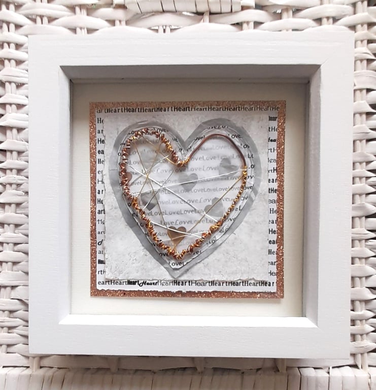 A Single Copper Wire Love Heart on Silver Handmade Artwork. How Lovely!!! XXX