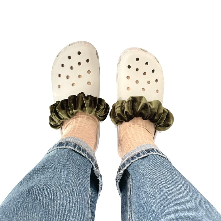 Green Velvet Clog Scrunchies Accessories for Clogs Summer Beach Shoes Charms