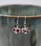 red, brown and pink glass earrings - Image 4