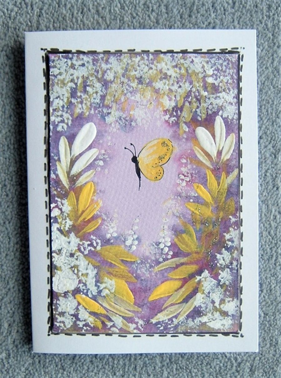 original hand painted blank greetings card ( ref F 276)