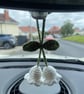 Handmade Crochet Lily of the Valley Car Charm, Custom Colour Floral Decoration - Image 1