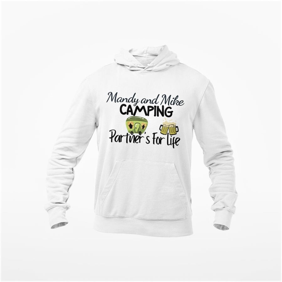 Mr & Mrs His and Hers Personalised Camping Pullover Hoody Birthday Anniversary 