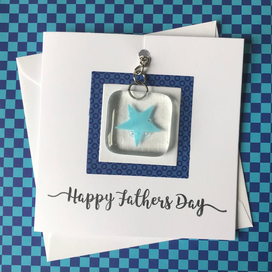 Father’s Day Card with Fused Glass Keyring 