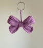 Purple Bow Crochet Keyring - Image 1