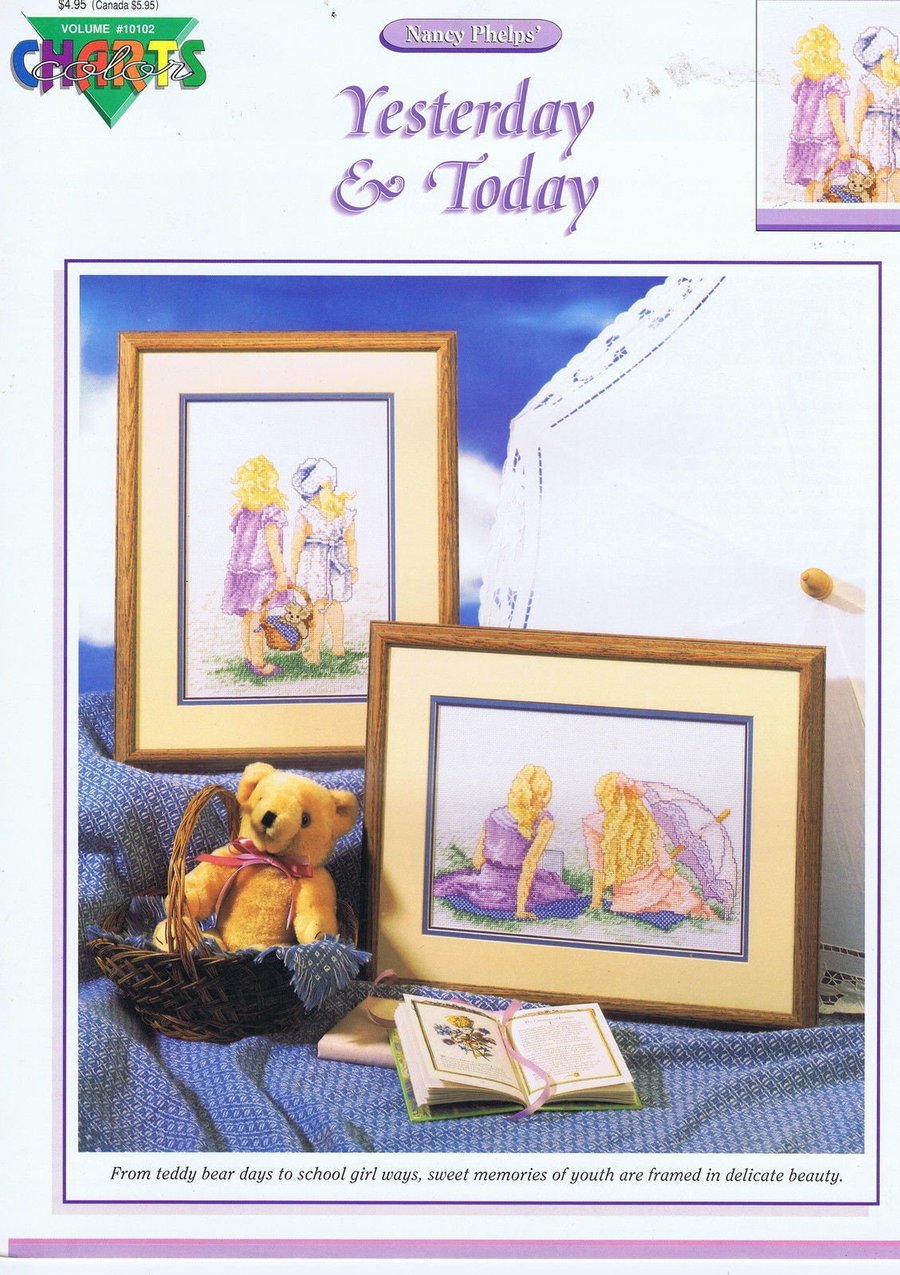 Yesterday and Today Friends Girls Counted Cross Stitch Chart Color Charts