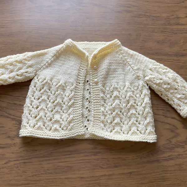 Handmade baby girl's cardigan for ages 3-6 months