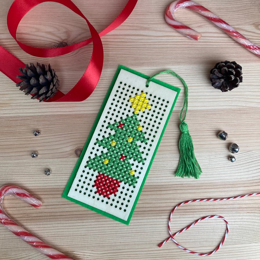 Cross Stitch Christmas Tree Bookmark Kit