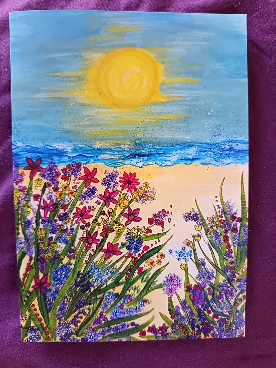 A5 Art Print Card: Coastal Flowers