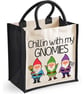 Chillin With My Gnomies Midi Jute Shopper Lunch Bag Hilarious Garden Gardener  - Image 4