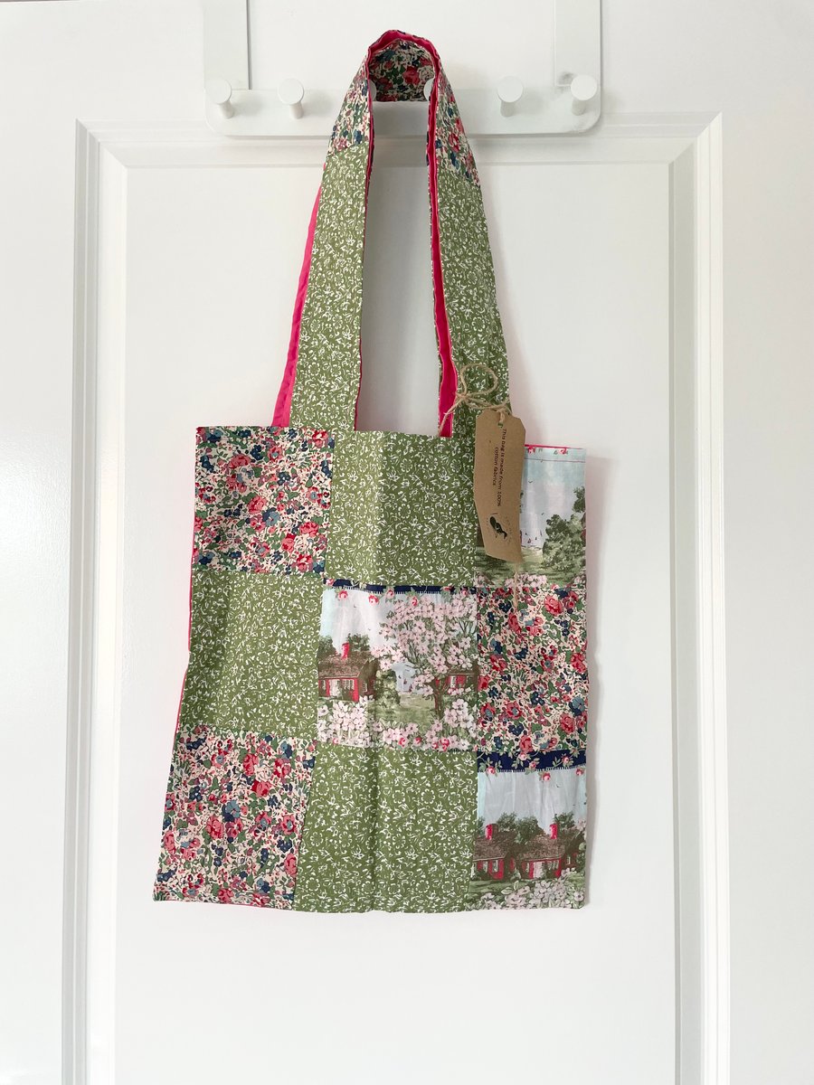 Upcycled Fabric Patchwork Tote Bag