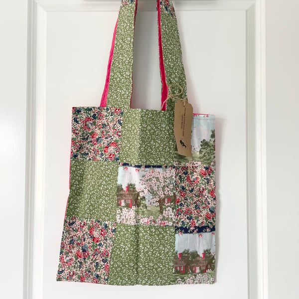 Upcycled Fabric Patchwork Tote Bag