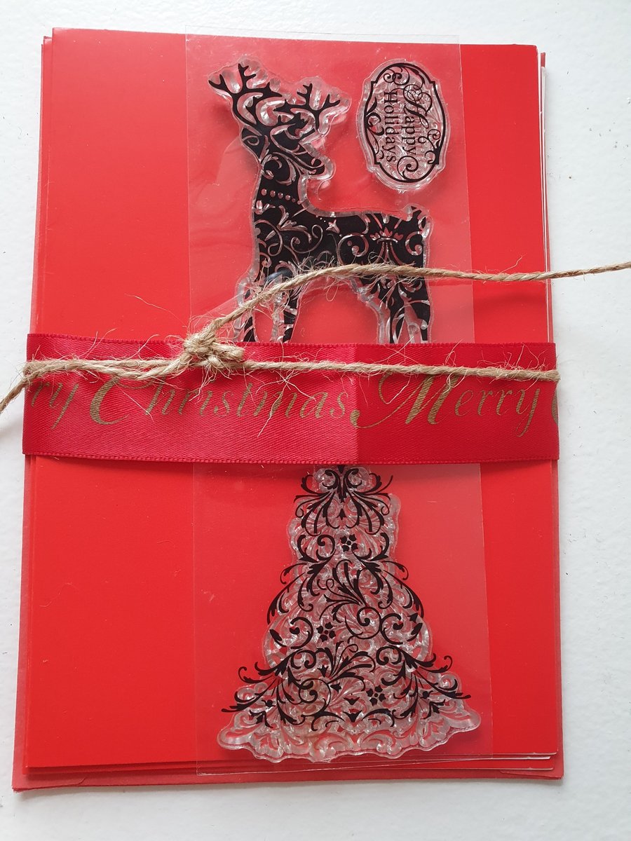 Make your own Christmas Card Kit - Rubber stamps and Card Blanks