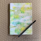 A6 Blank Eco Sketchbook Lime Green Bright Yellow Hand Stitched and Embellished 