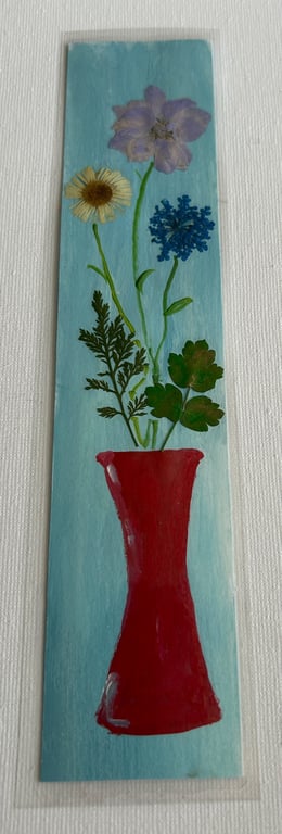 Handmade bookmark. Double sided, original artwork .floral design 