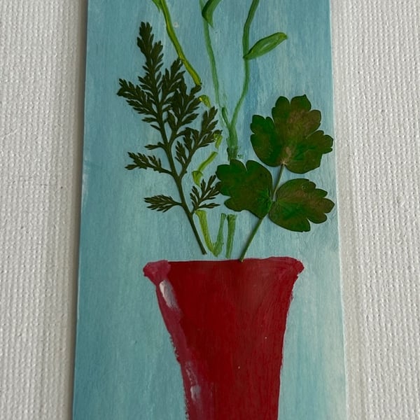Handmade bookmark. Double sided, original artwork .floral design 