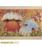 Satan's Bolete Mushrooms, original fungi art, wall art
