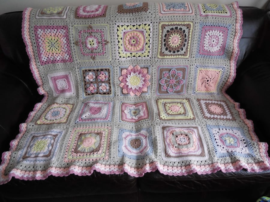Spring Fling Crochet Blanket or Throw Sampler