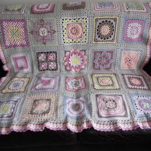 Spring Fling Crochet Blanket or Throw Sampler