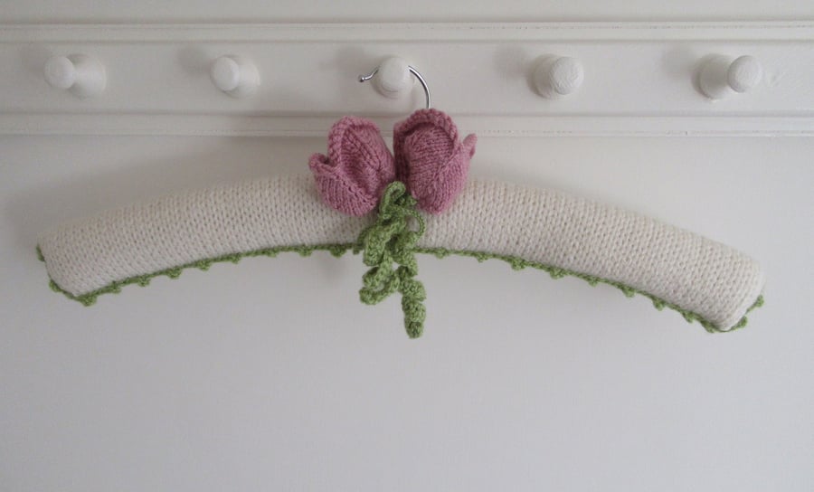 Coat hanger clothes hanger - pink tulips