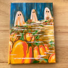 Misty Pumpkin Patch - Acrylic Canvas Original Art On Canvas With Ghosts
