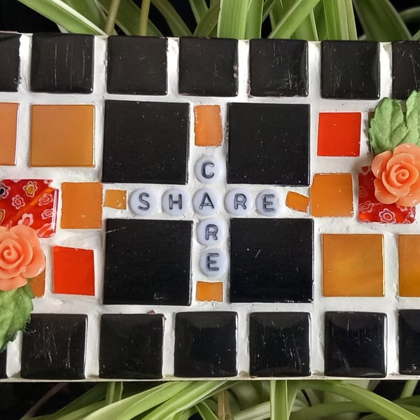 Care and Share motivational mosaic wall plaque