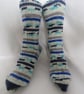 Hand-cranked Knitted Ribbed Wool Socks Size 8 to 9 - Image 1