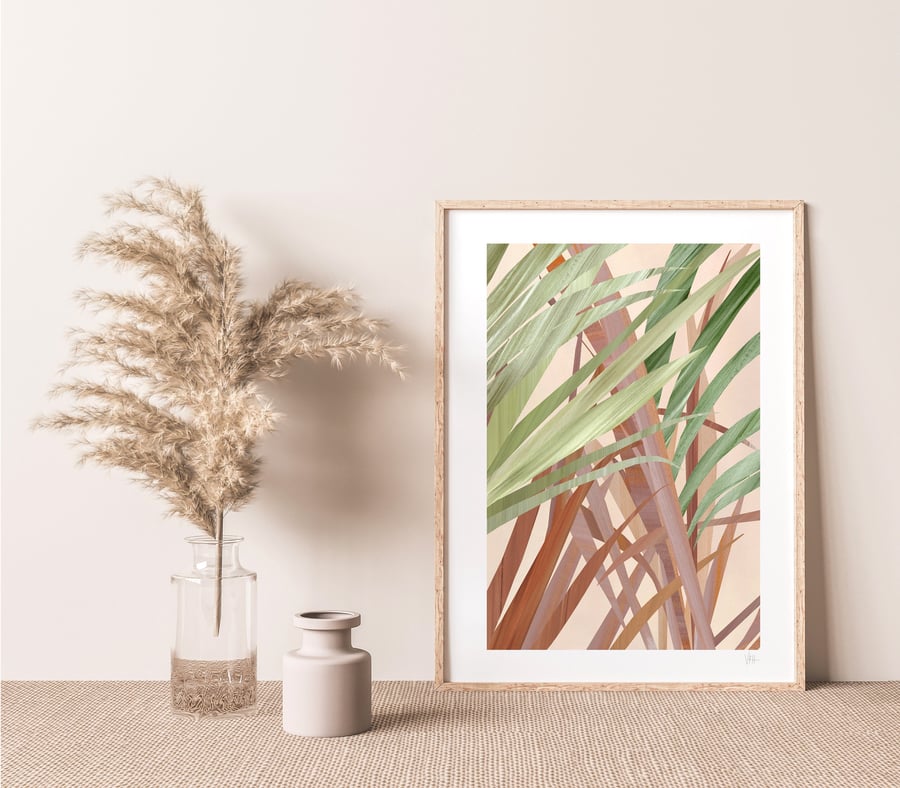 Abstract Warm Tone Leaf Art Print, 